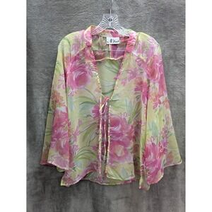 Fairycore Sheer Top Women's L/14 Estimated Colorful‎ Coverup Kimono Watercolor